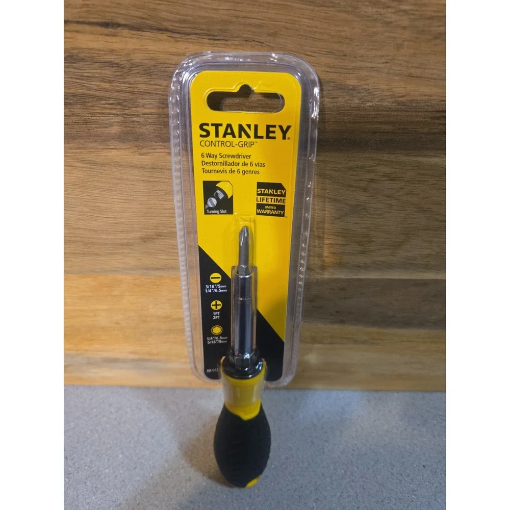 Stanley 6 way screwdriver: 2 slot-head; 2 Phillips; 2 nut drivers, 68-012 - NEW